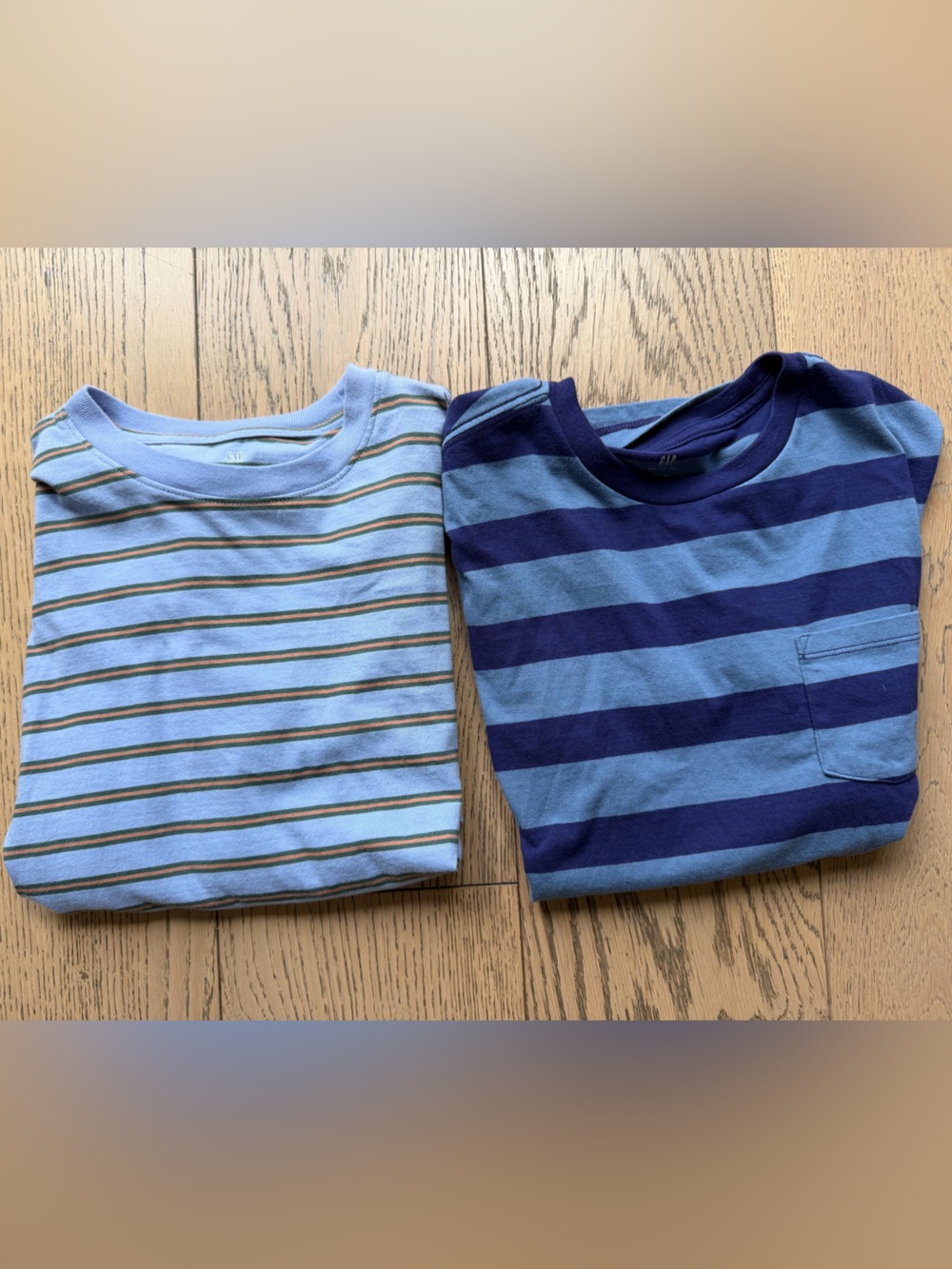 GAP Boys Light Blue & Navy Striped Short Sleeve Tees 2-Pack Size 14-16